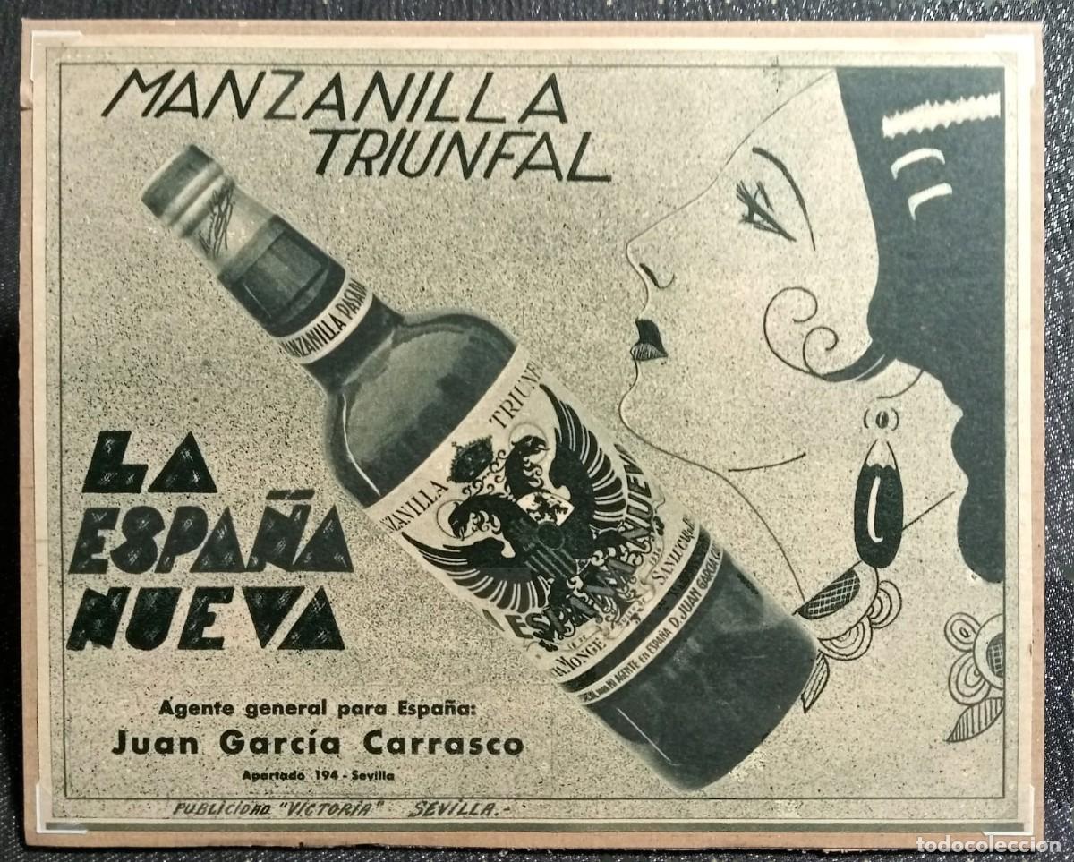 Coleccionismo de carteles: MANZANILLA TRIUNFAL - LA NUEVA ESPA&Ntilde;A. SEVILLA - ORIGINAL 1939 / REVISTA FOTOS 22 x 17,5 Cm.