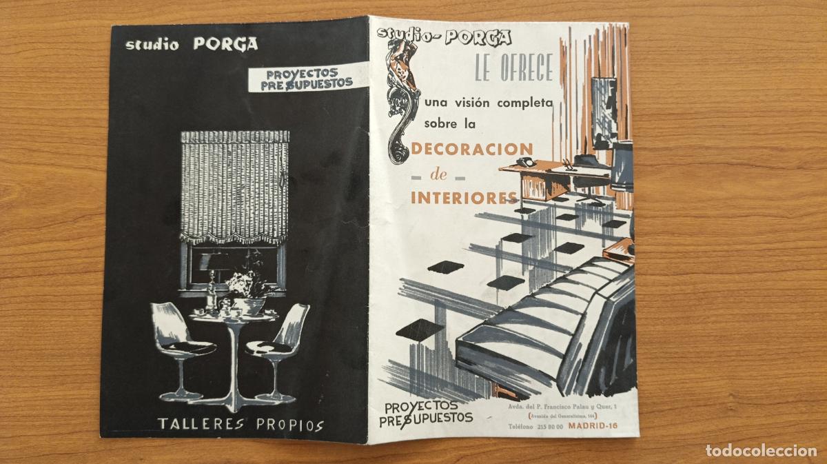 Coleccionismo de carteles: DESPLEGABLE PUBLICITARIO STUDIO PORGA. DECORACI&Oacute;N DE INTERIORES, MADRID.