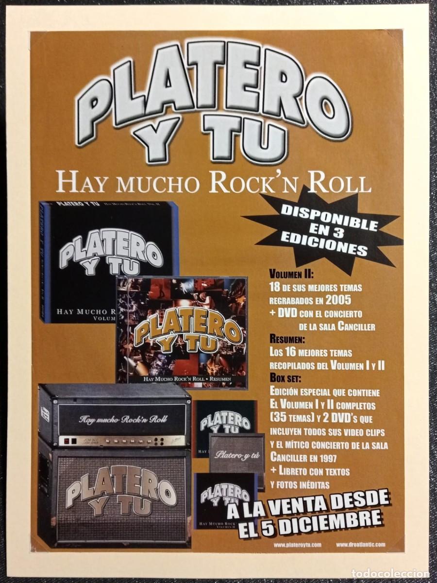 Coleccionismo de carteles: PLATERO Y TU - NUEVO TRABAJO HAY MUCHO ROCK`N ROLL - LANZAMIENTO DICIEMBRE 2005