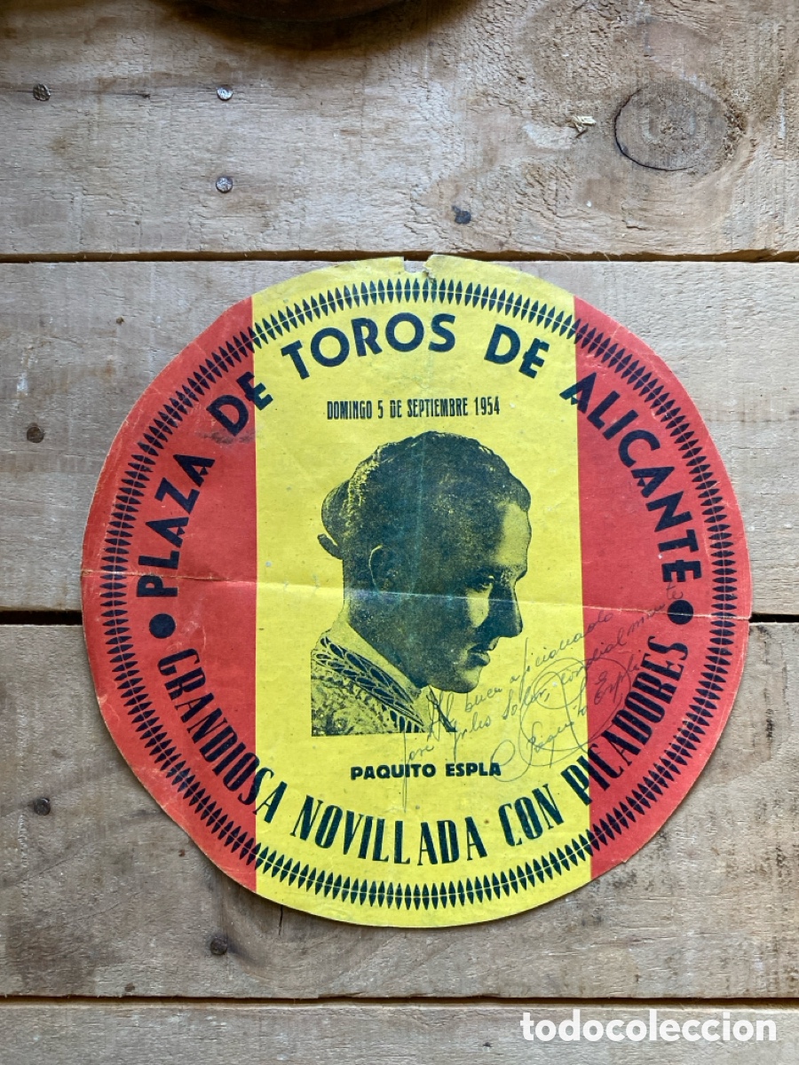 Coleccionismo de carteles: Cartel taurino de 1954 con Paquito Espl&aacute;