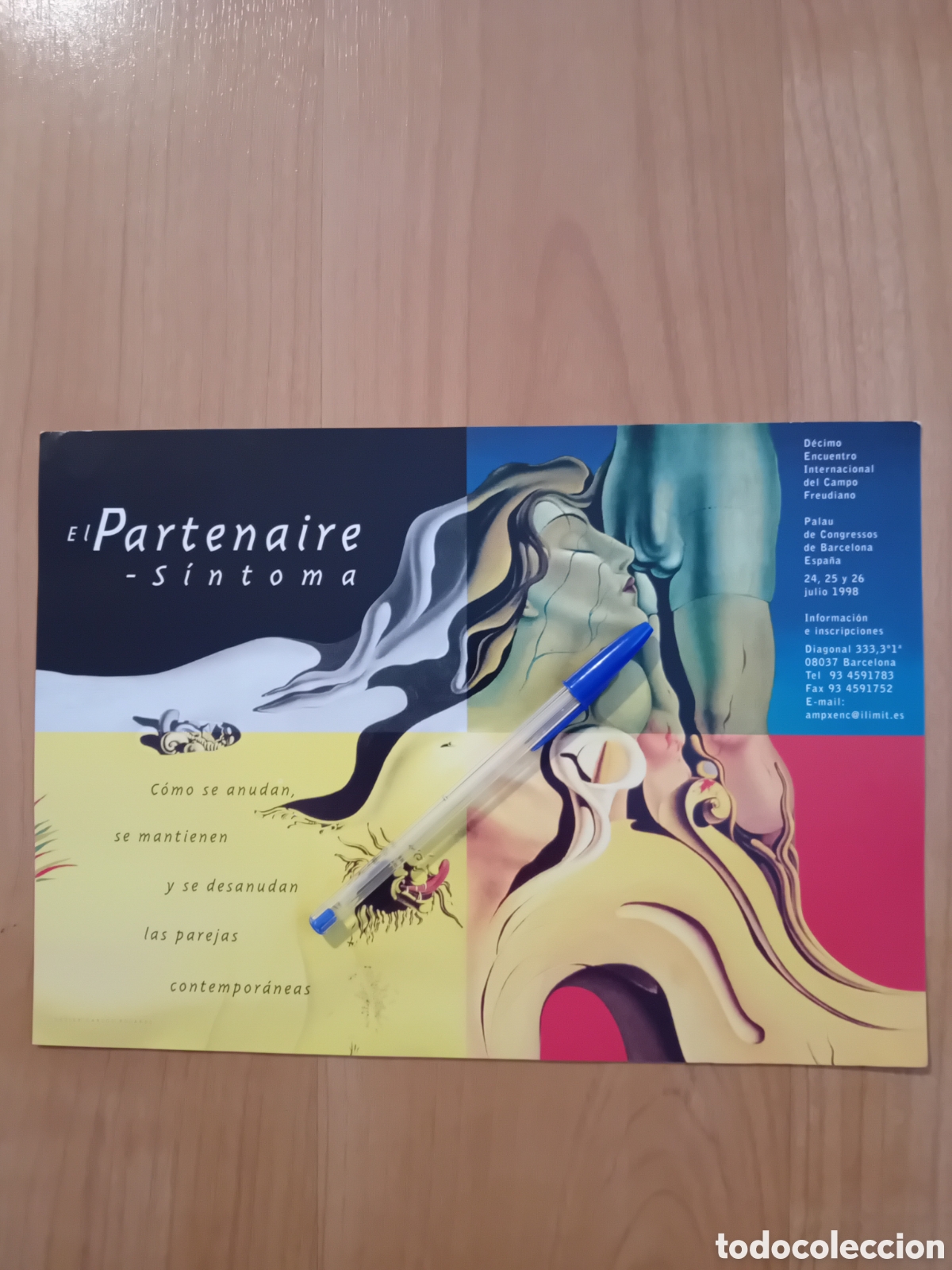Coleccionismo de carteles: PEQUE&Ntilde;O CARTEL EL PARTENAIRE SINTOMA. ENCUENTRO CAMPO FREUDIANO. DISE&Ntilde;ADO POR CARLOS ROLANDO. 1998