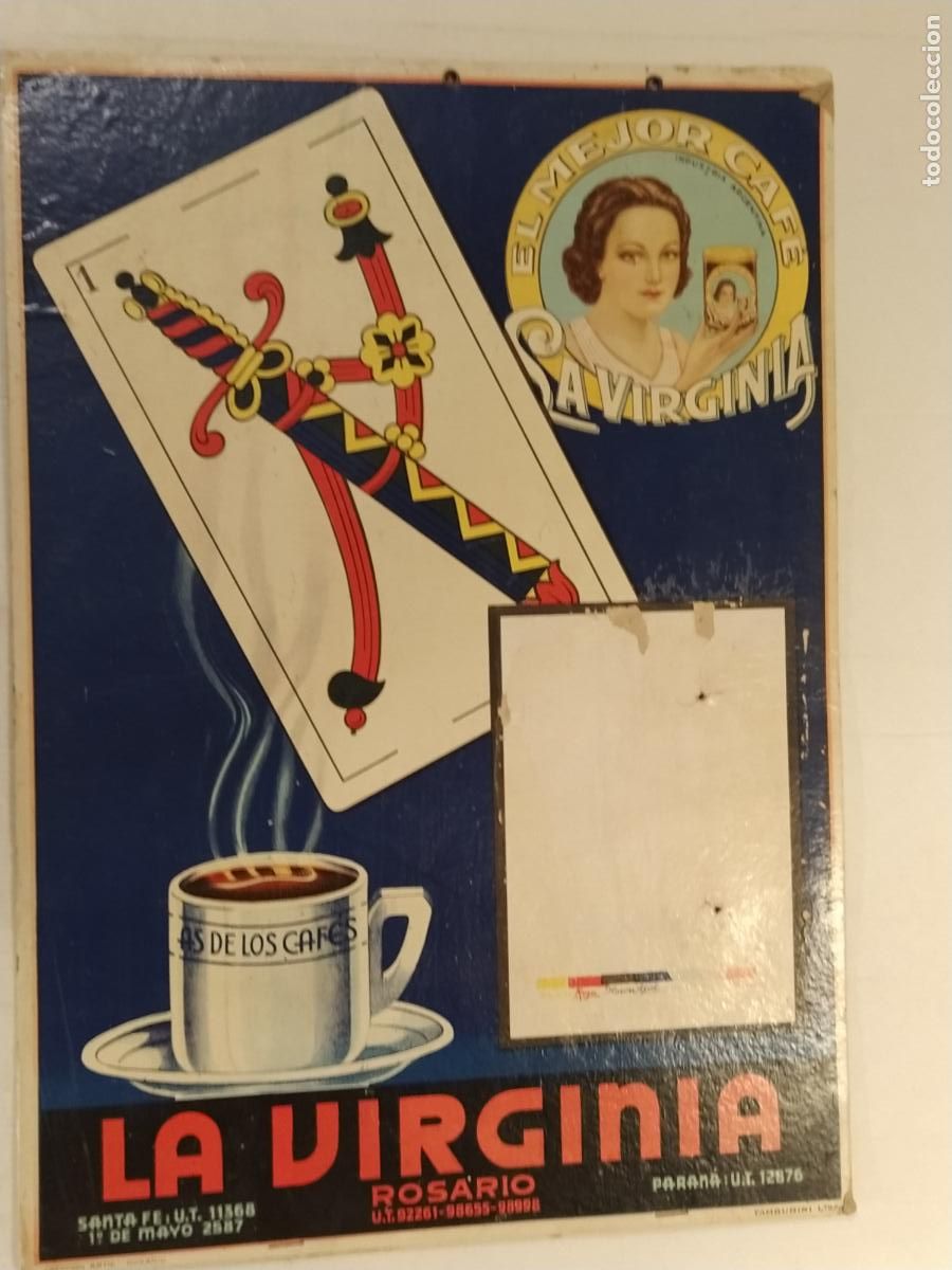 Coleccionismo de carteles: CAF&Eacute; LA VIRGINIA - CARTEL ANTIGUO CON CARTAS NAIPES - PUBLICIDAD -VER FOTOS