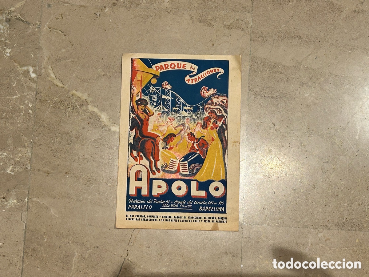 Coleccionismo de carteles: Cartel recuerdo Parque Atracciones APOLO &ndash; Barcelona