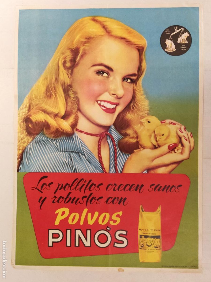 Coleccionismo de carteles: POLVOS PIN&Oacute;S - COMIDA ANIMALES - GRAFICA MARIN - CARTEL ANTIGUO - PUBLICIDAD -VER FOTOS