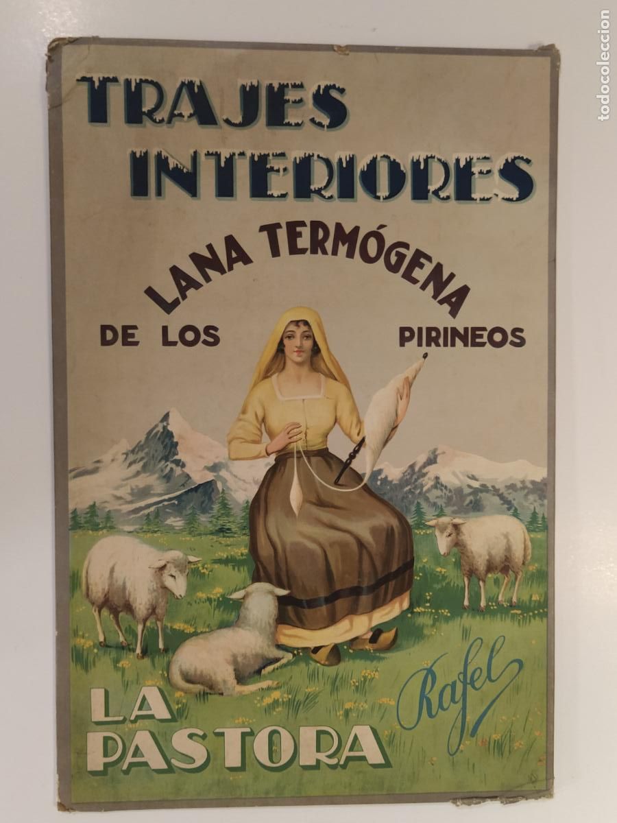 Coleccionismo de carteles: LA PASTORA - TRAJES INTERIORES - LANA TERMOGENA - CARTEL DISPLAY ANTIGUO ORIGINAL - VER FOTOS