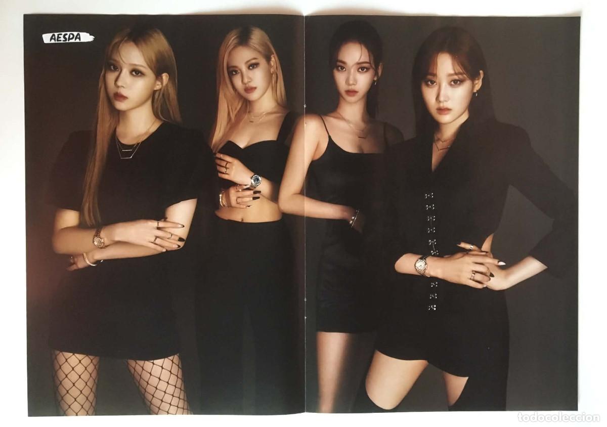 Coleccionismo de carteles: Aespa / Twice Hare Hare Original Double-Sided Poster A3 - K-Pop Superstars Magazine France K-Pop