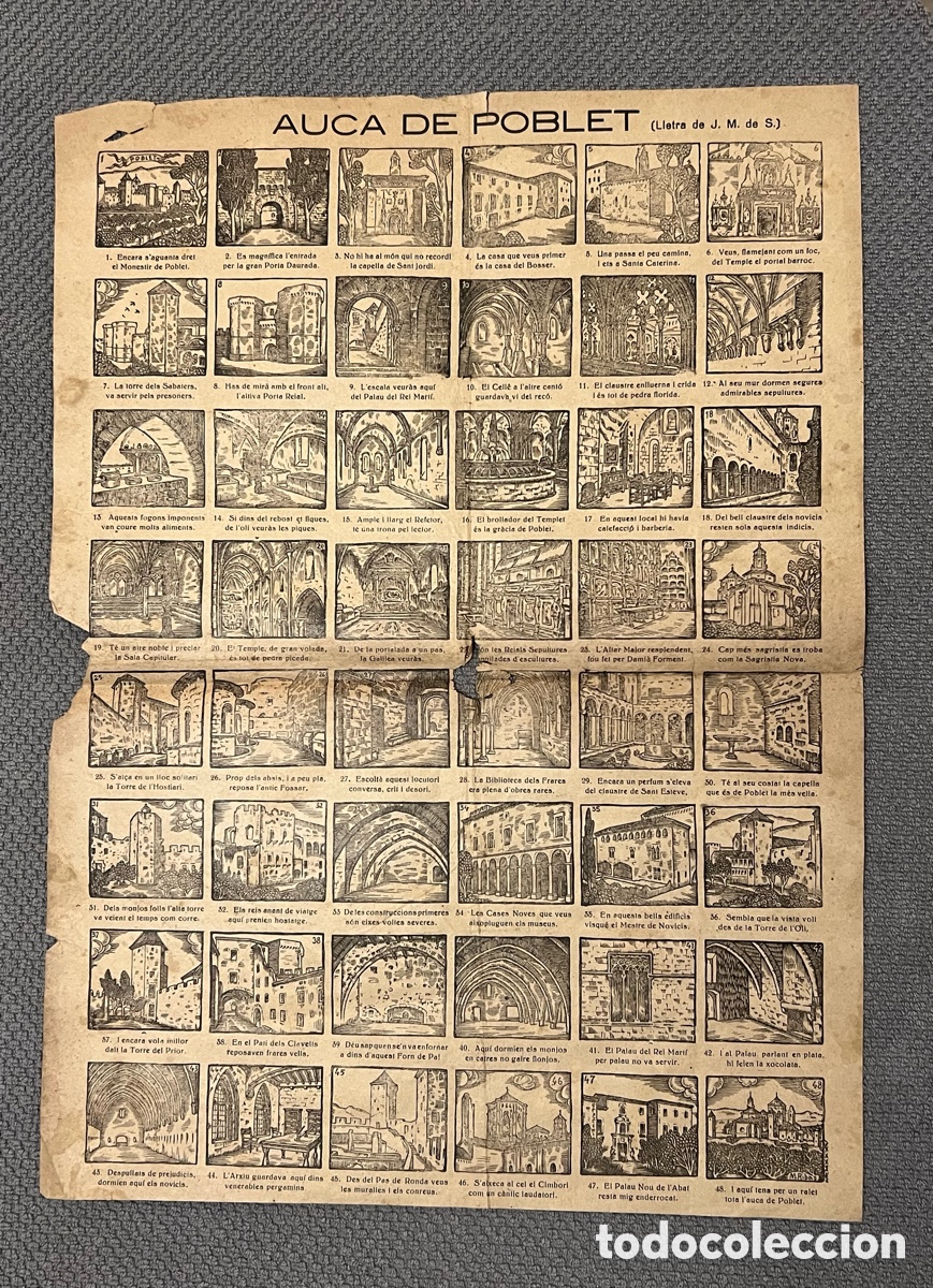 Coleccionismo de carteles: AUCA DE POBLET.. Letra de J. M. de S.. (inicios del Siglo XX) deslucido..