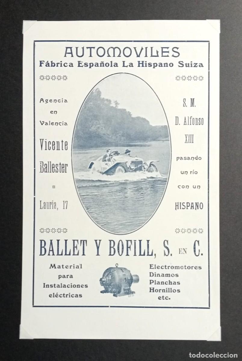 Coleccionismo de carteles: VALENCIA 1920 - LA HISPANO SUIZA - PUBLICIDAD ORIGINAL 25 x 15,5 Cm. / AURAS DE COLEGIO