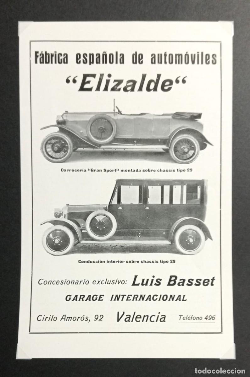 Coleccionismo de carteles: VALENCIA 1920 - &rdquo;ELIZALDE&rdquo; F&Aacute;BRICA AUTOMOVILES - PUBLICIDA ORIGINAL 25 x 15,5 Cm. / AURAS DE COLEGIO