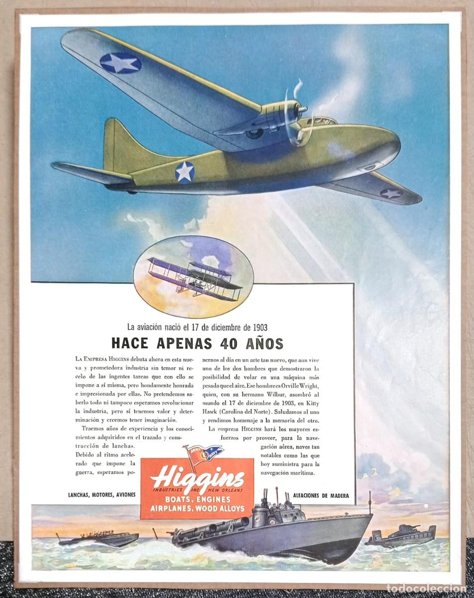 Coleccionismo de carteles: HIGGINS 1943 - INDUSTRIES INC. NEW ORLEANS - PUBLICIDAD ORIGINAL 32 x 25 Cm. / ANUARIO INDUSTRIAL