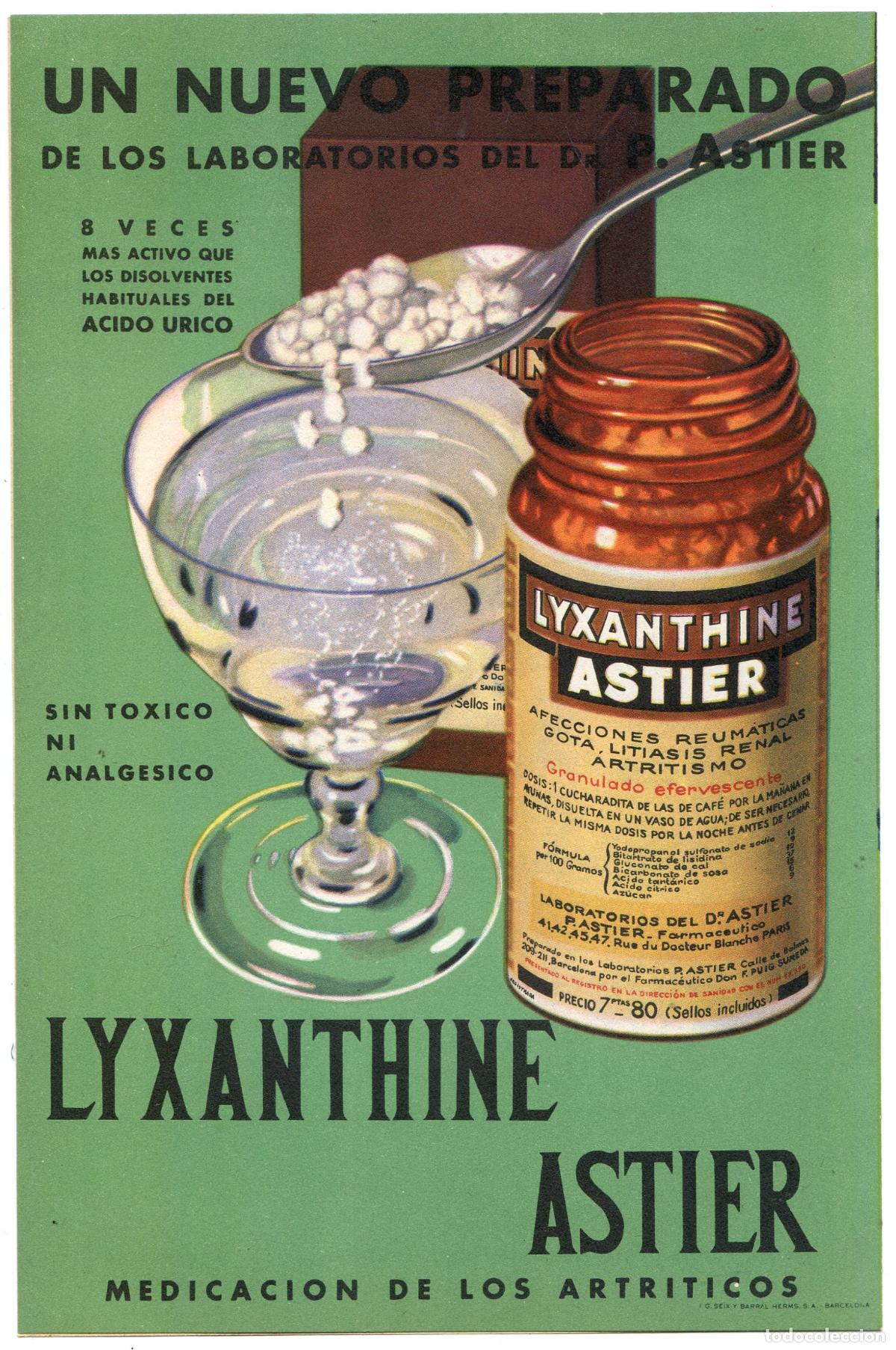 Coleccionismo de carteles: Lyxanthine Astier y Colitique, publicidad de productos de farmacia, a&ntilde;o 1934
