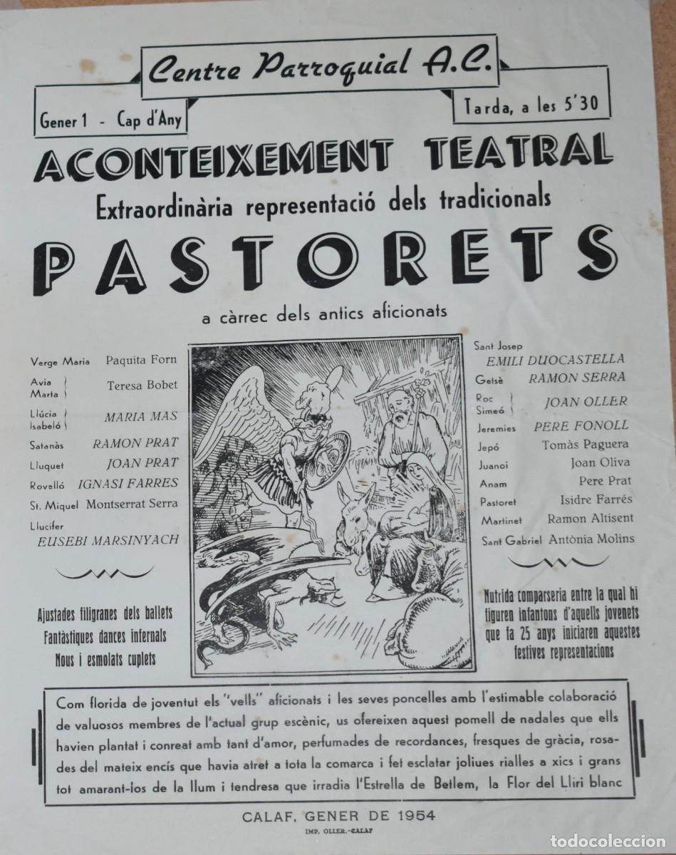 Coleccionismo de carteles: PASTORETS CALAF CARTEL A&Ntilde;O 1954 30 x 25 cms