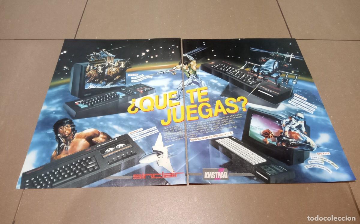 Coleccionismo de carteles: PUBLICIDAD HOJA RECORTE REVISTA ORDENADOR JUEGOS AMSTRAD CPC SPECTRUM SINCLAIR +2 1980s OG VTG