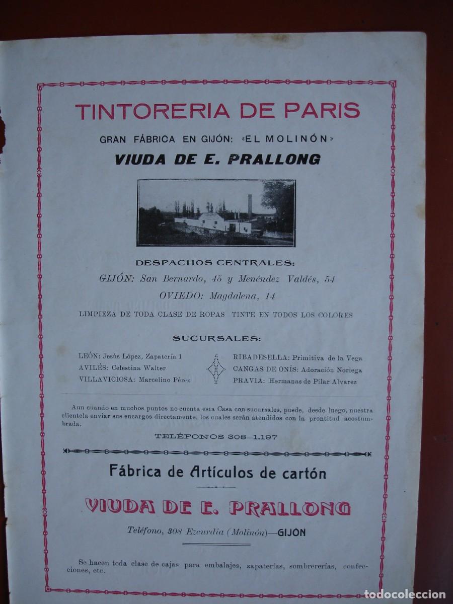 Coleccionismo de carteles: ANUNCIO TINTORERIA DE PARIS FABRICA EL MOLINON PRALLONG GIJON.A&Ntilde;O 1924.19X27