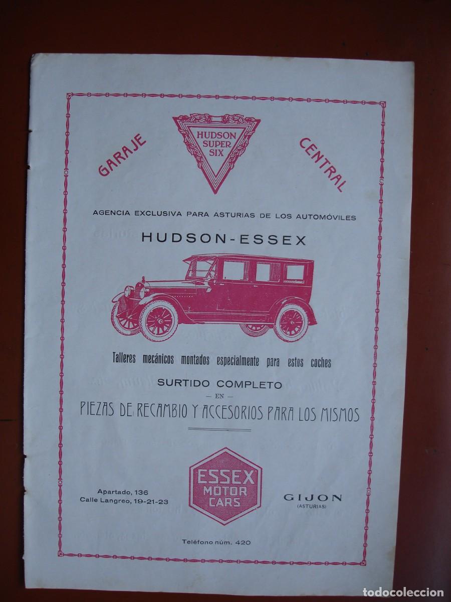 Coleccionismo de carteles: ANUNCIO GARAJE AUTOMOVILES CENTRAL HUDSON ESSEX.GIJON .A&Ntilde;O 1924.19X27