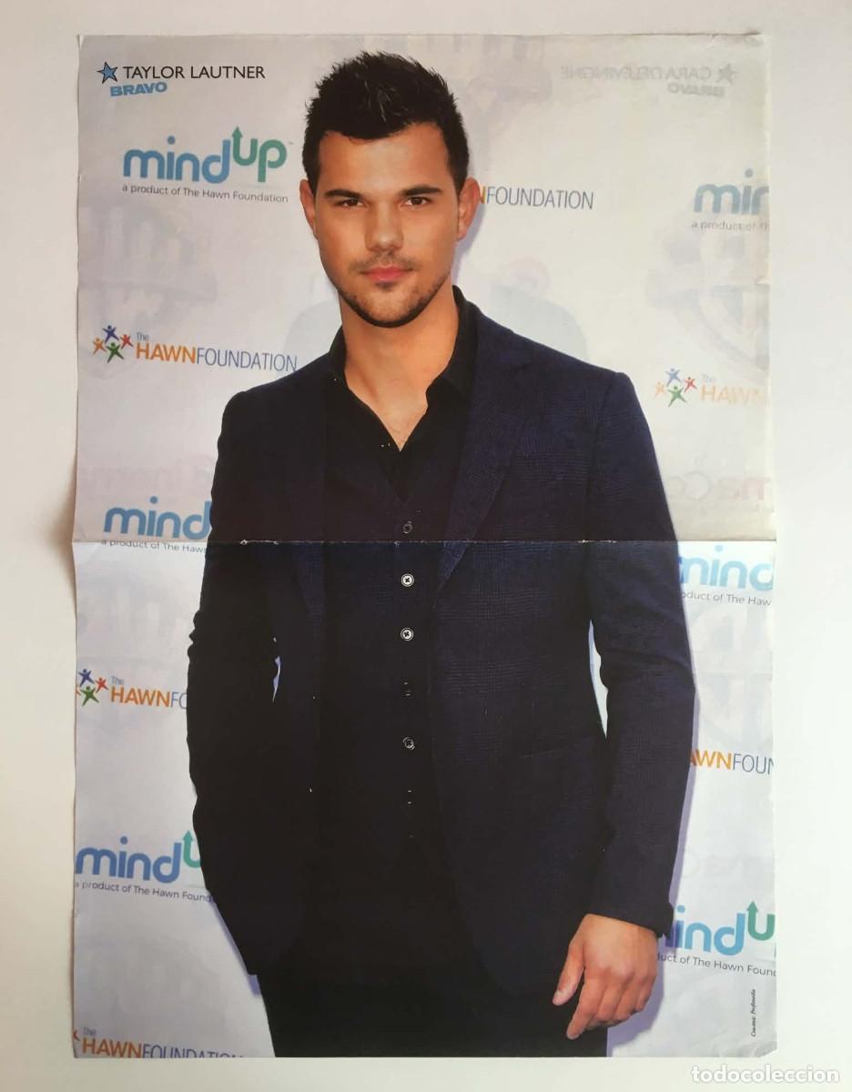 Coleccionismo de carteles: Taylor Lautner / Cara Delevingne Double-Sided Poster A3 - Bravo Magazine Bulgaria Movie Fashion