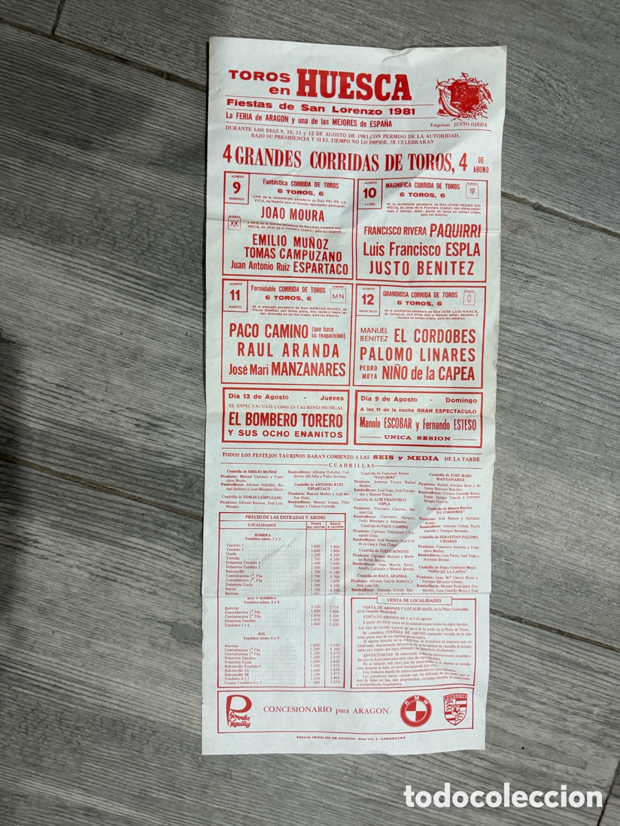 Coleccionismo de carteles: Cartel toros 1981 El cordobes, Palomo linares&hellip;