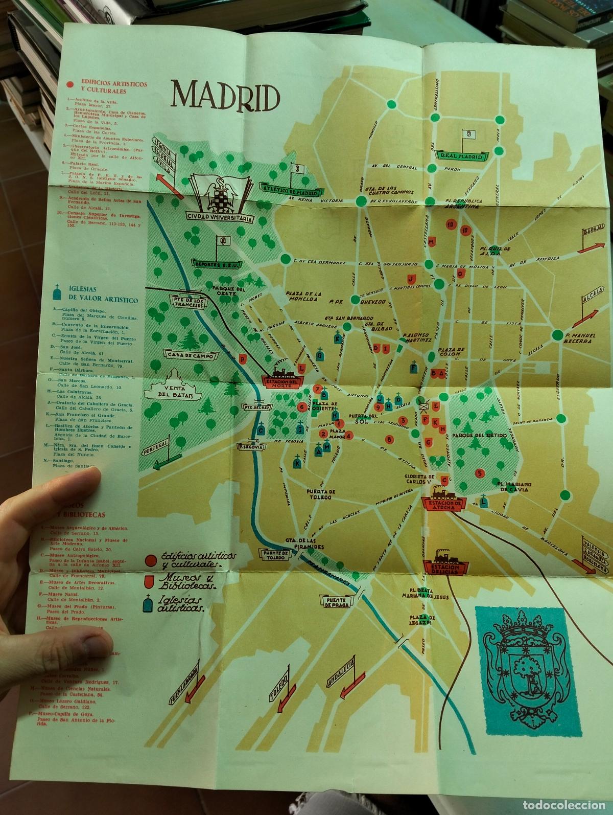 Coleccionismo de carteles: Mapa. Madrid a&ntilde;os 50. Perfecto estado. Congreso Quimica Industrial, VISITA MI CATALOGO L55