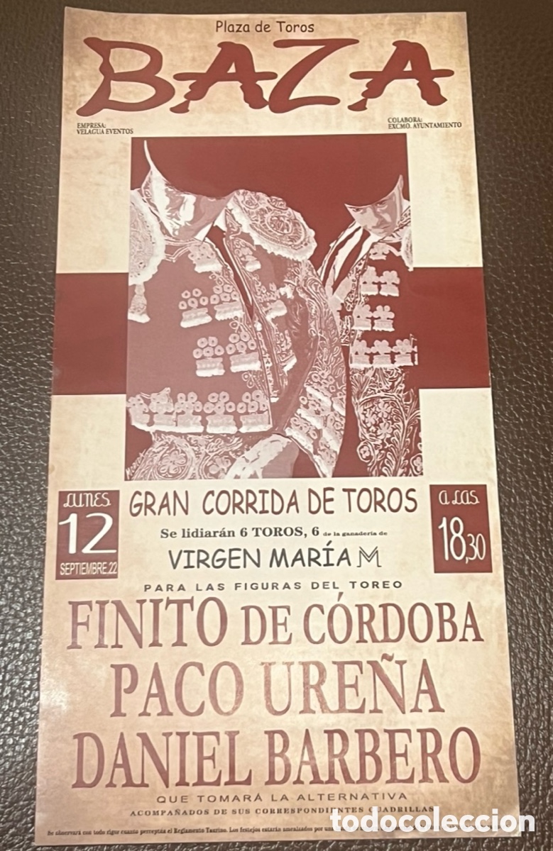Coleccionismo de carteles: Cartel de Toros peque&ntilde;o. Plaza de Toros de Baza. Granada. 2022.
