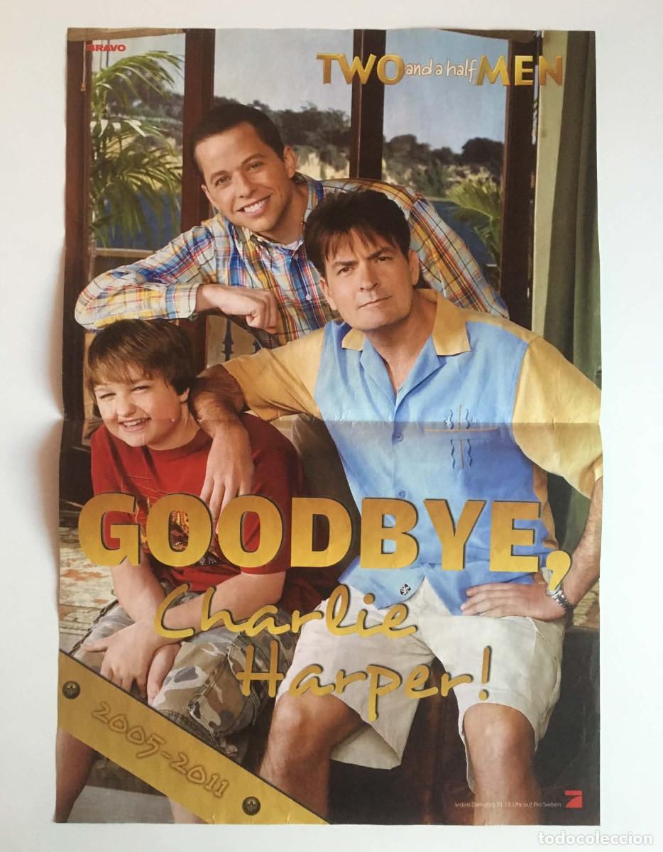 Coleccionismo de carteles: Two and a Half Men Charlie Sheen Goodbye / Glee Dianna Agron Double Sided Poster A3 - Bravo Germany