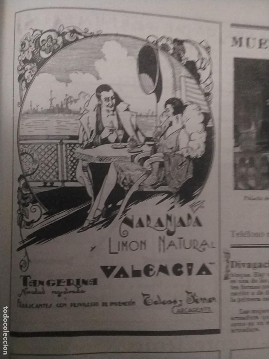 Coleccionismo de carteles: NARANJADA Y LIMON NATURAL VALENCIA TALENS Y FERRER CARCAGENTE VALENCIA HOJA A&Ntilde;O 1928