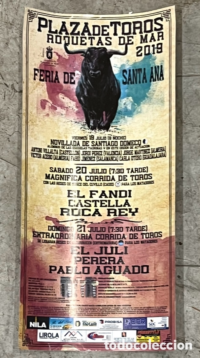 Coleccionismo de carteles: Cartel de Toros, peque&ntilde;o. Plaza de Toros de Roquetas de Mar. Almer&iacute;a. 2019.