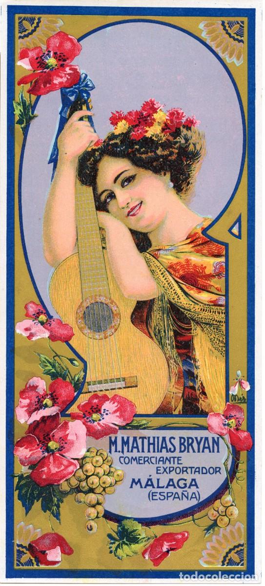 Coleccionismo de carteles: A&Ntilde;OS 1920-1930. CARTELITO LITOGR&Aacute;FICO PUBLICITARIO DE 27,50x12,50 cm. M. MATHIAS BRYAN - MALAGA.
