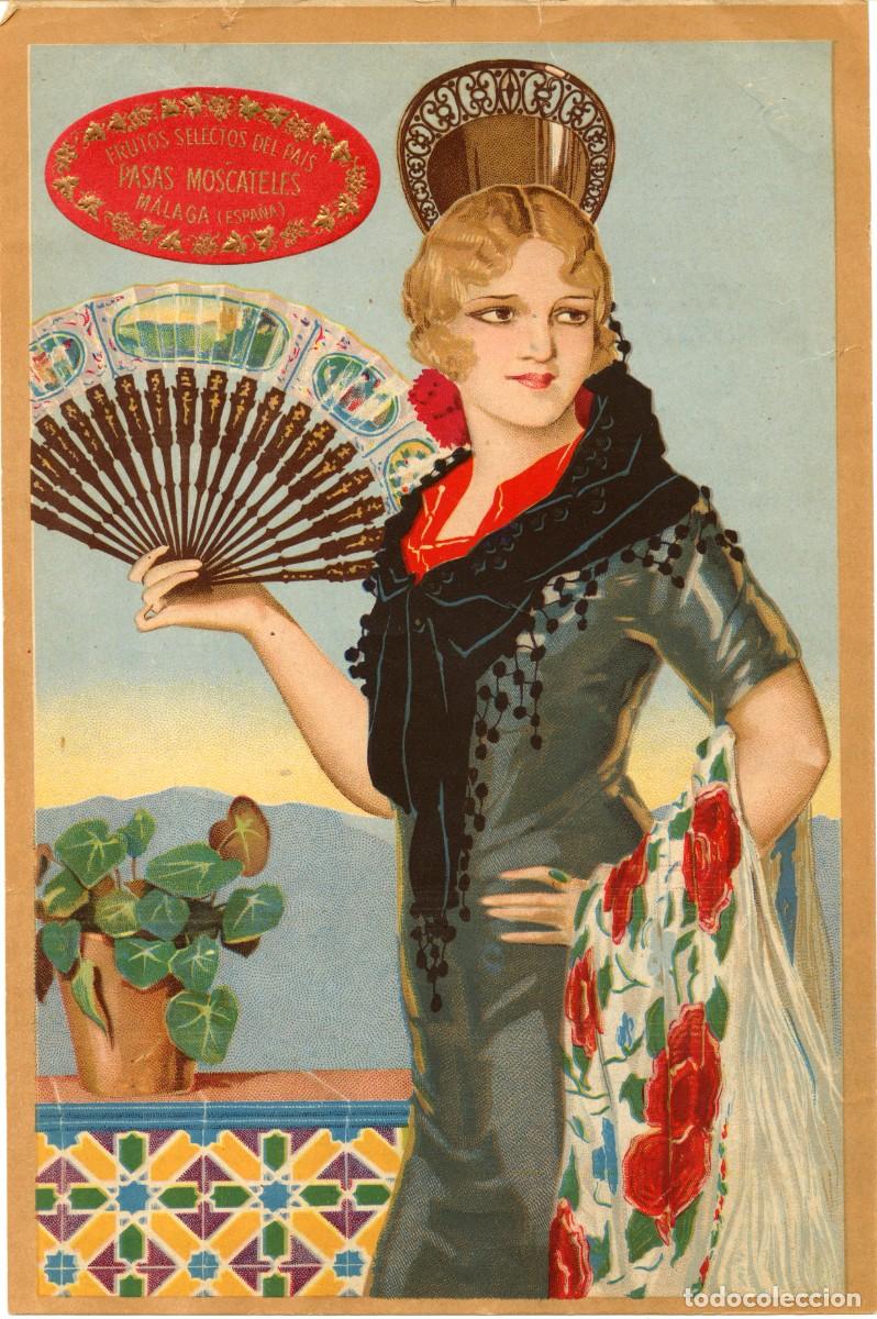 Coleccionismo de carteles: A&Ntilde;OS 1920-1930. CARTELITO LITOGR&Aacute;FICO PUBLICITARIO DE 23,40x15,50. PASAS MOSCATELES - M&Aacute;LAGA