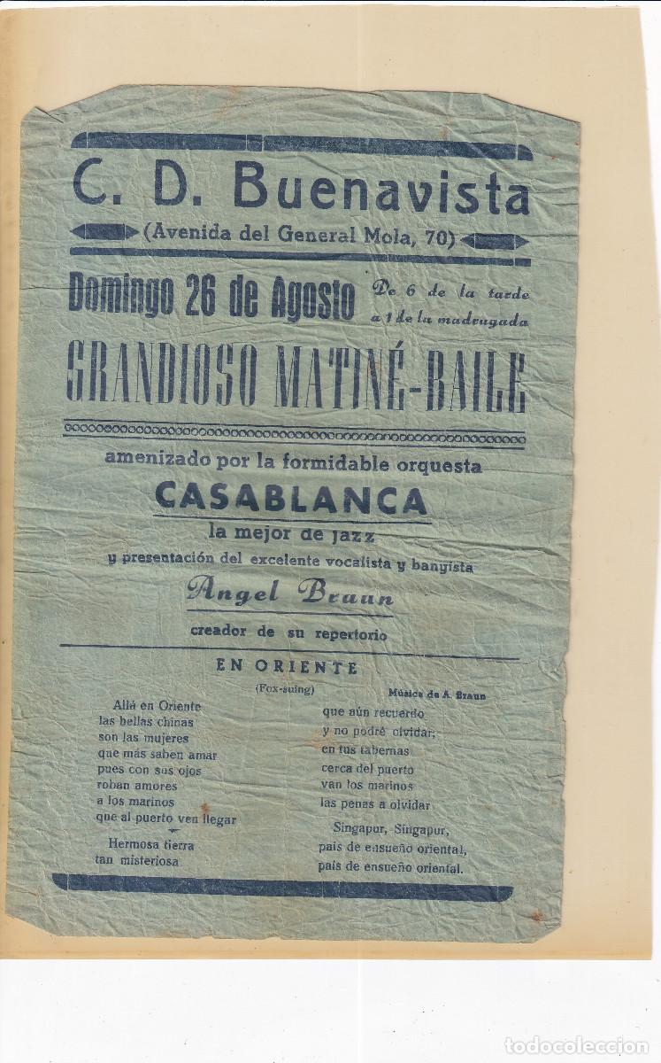 Coleccionismo de carteles: SANTA CRUZ DE TENERIFE - C.D. BUENAVISTA FECHA 1960 ?