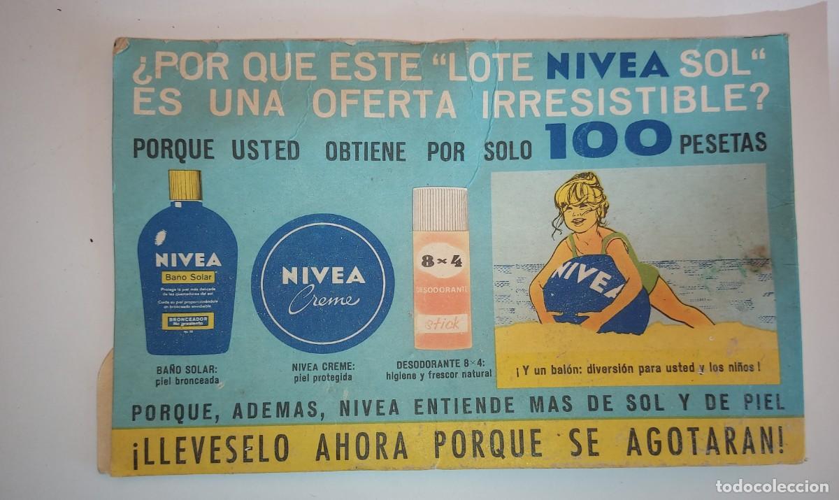 Coleccionismo de carteles: CARTEL NIVEA, LOTE NIVEA SOL, POR 100 PESETAS, A&Ntilde;OS 1964-1967