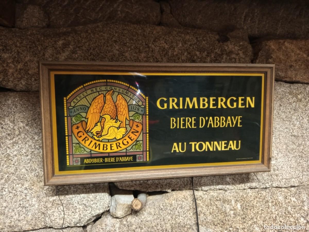 Coleccionismo de carteles: Cartel luminoso cerveza con marco de madera,funciona do
