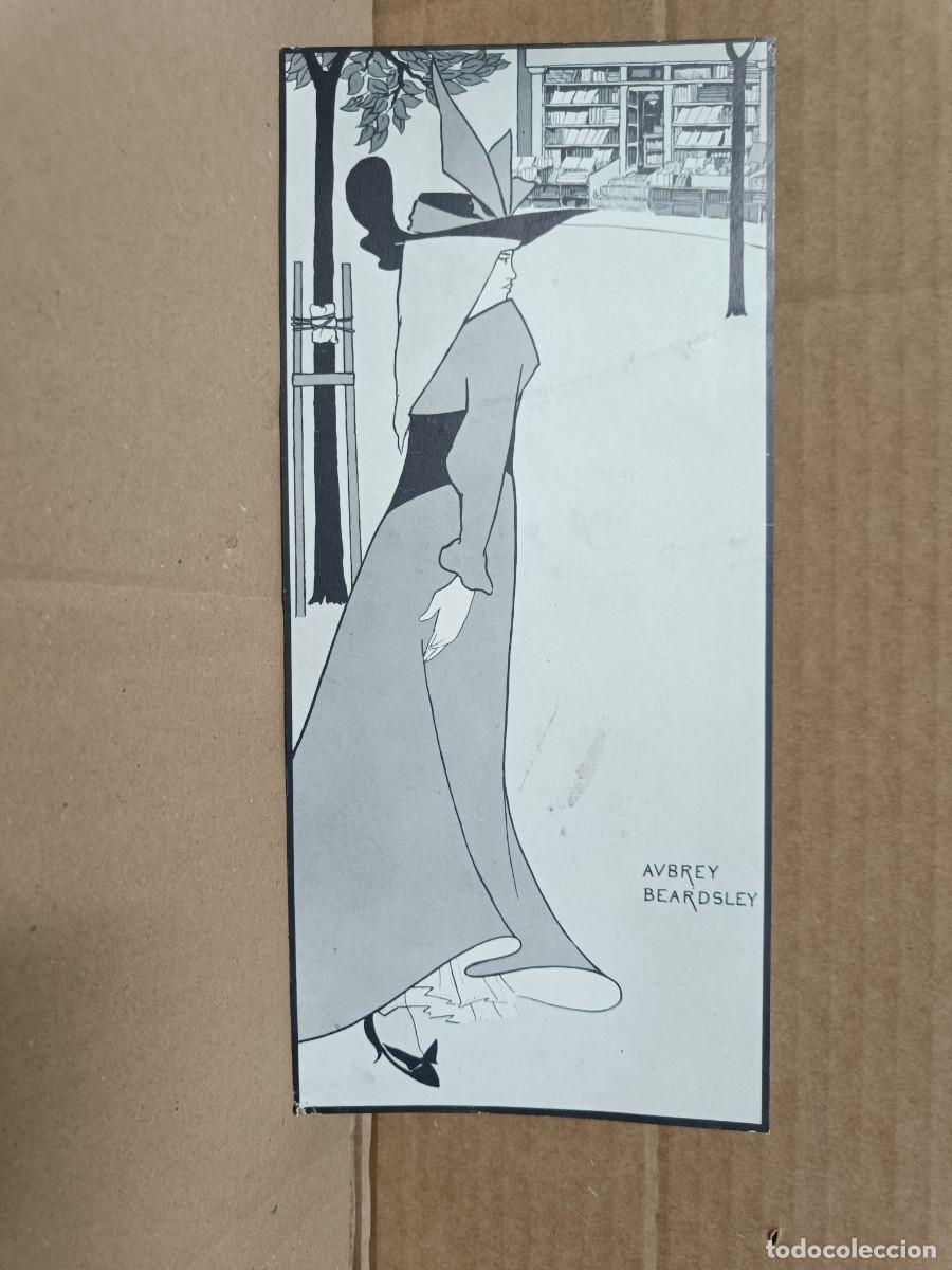 Coleccionismo de carteles: ANTIGUO PEQUE&Ntilde;O CARTEL DE AUBREY BEARDSLEY, LA CHICA Y LA LIBRERIA, GIRL AND A BOOKSHOP - P28
