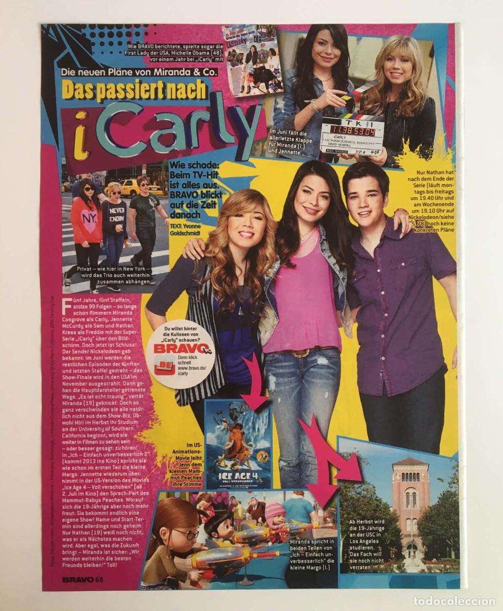 Coleccionismo de carteles: Miranda Cosgrove iCarly / Mario G&ouml;tze Original Double-Sided Clipping A4 - Bravo Germany