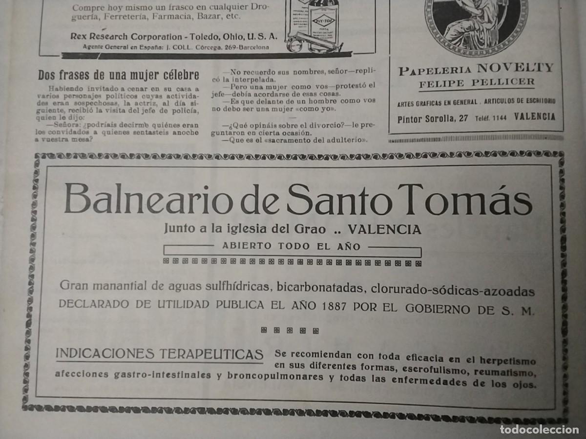 Coleccionismo de carteles: BALNEARIO DE SANTO TOMAS GRAO VALENCIA HOJA A&Ntilde;O 1928