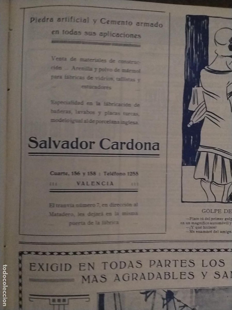 Coleccionismo de carteles: PIEDRA ARTIFICIAL CEMENTO ARMADO DE SALVADOR CARMONA VALENCIA HOJA A&Ntilde;O 1928