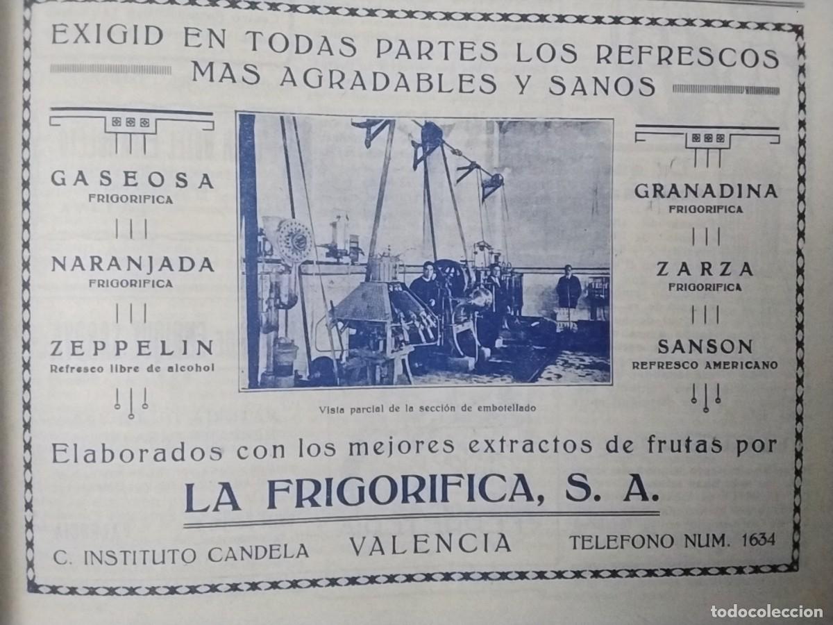 Coleccionismo de carteles: LA FRIGORIFICA REFRESCOS GASEOSA NARANJADA ZEPPELIN GRANADINA FRUTAS VALENCIA HOJA A&Ntilde;O 1928