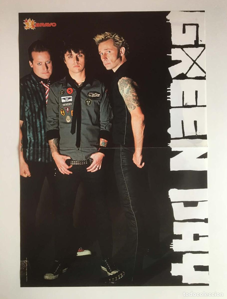 Coleccionismo de carteles: Green Day / Angelina Jolie Double-Sided Vintage Poster A3 - Bravo Magazine Bulgaria Music Hollywood