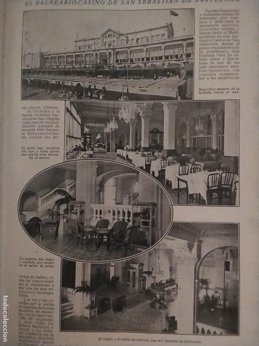 Coleccionismo de carteles: EL BALNEARIO CASINO DE SAN SEBASTIAN DE BARCELONA PROPIETARIO ESTEBAN SALA HOJA A&Ntilde;O 1928