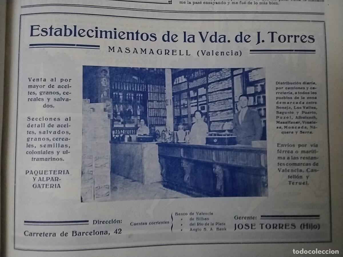 Coleccionismo de carteles: ESTABLECIMIENTOS DE LA VIUDA DE J.TORRES MASAMAGRELL GERENTE JOSE TORRES HIJO HOJA A&Ntilde;O 1928