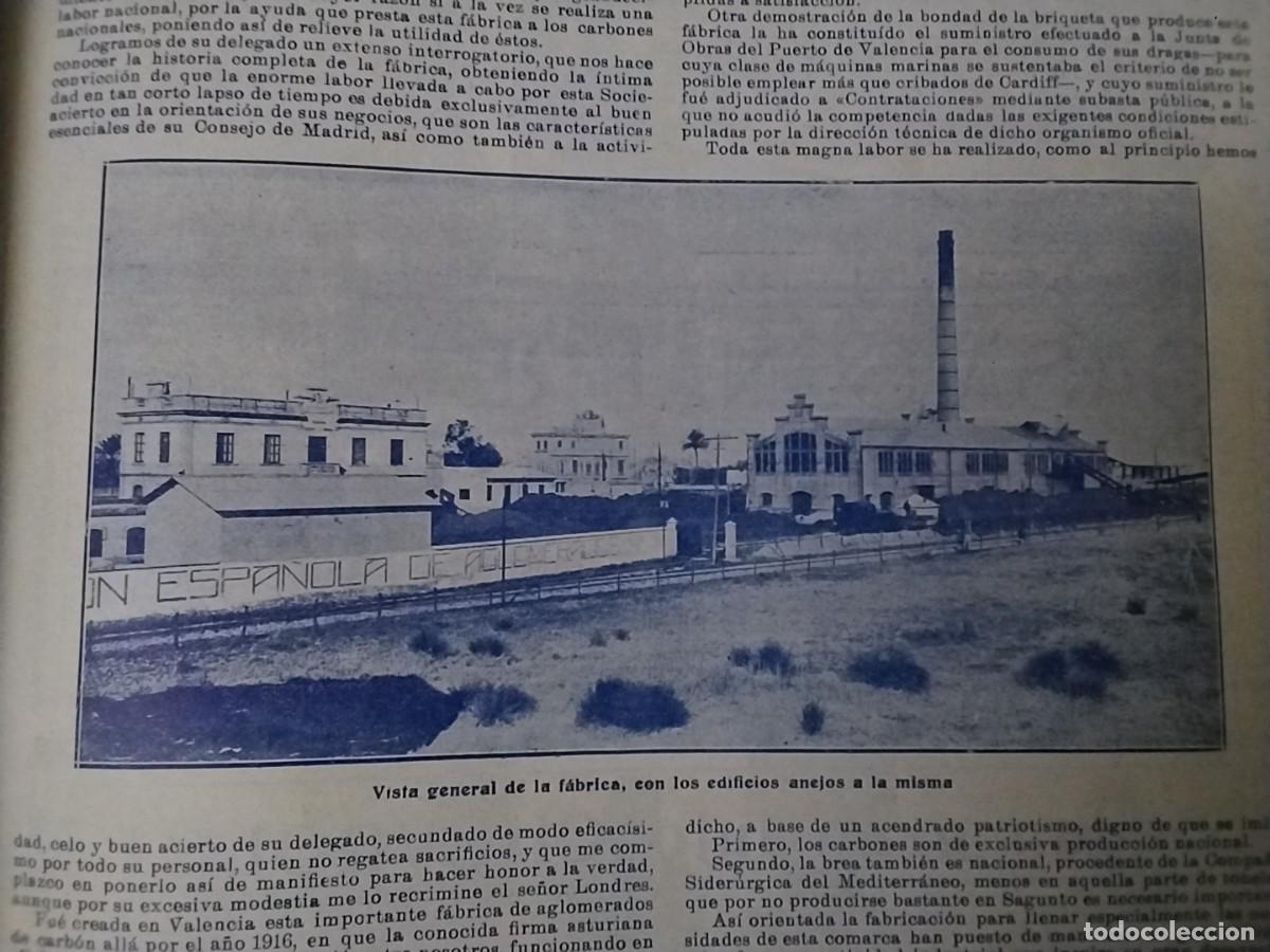 Coleccionismo de carteles: FABRICA ESPA&Ntilde;OLA AGLOMERADOS CARBON DE CONTRATACIONES E INDUSTRIAS S.A.GRAO VALENCIA HOJA A&Ntilde;O 1928
