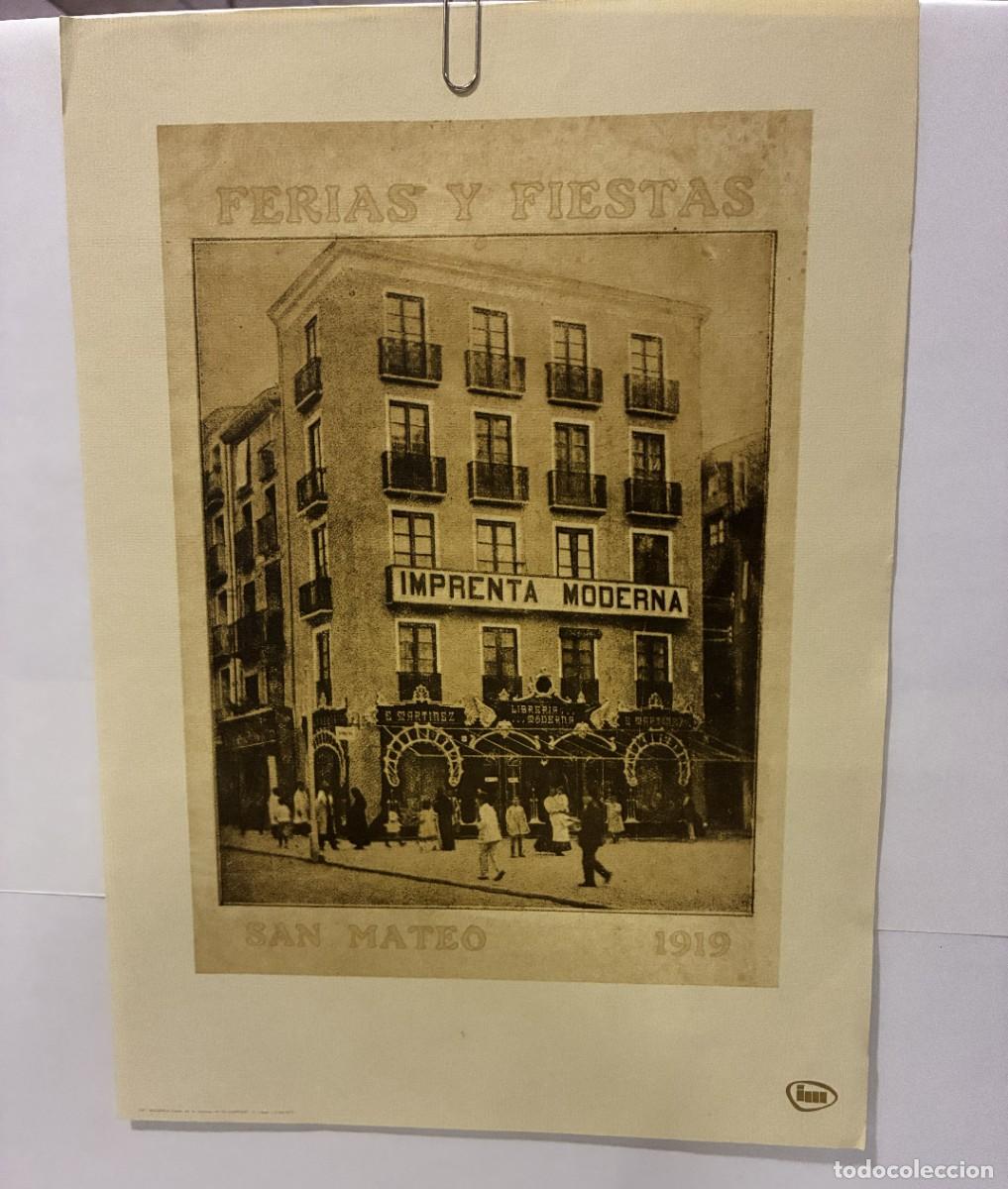 Coleccionismo de carteles: CARTEL DE PAPEL FIESTAS SAN MATEO 1919 LOGRO&Ntilde;O IMPRESO POR LIBRER&Iacute;A MODERNA 1977