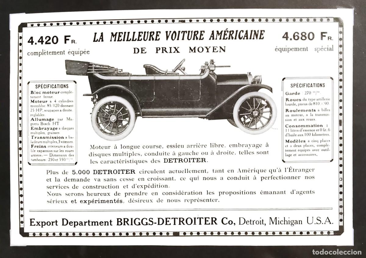 Coleccionismo de carteles: BRIGGS DETROITER - PUBLICIDAD ORIGINAL - OMNIA FRANCE 1914 23 x 15,5 cm
