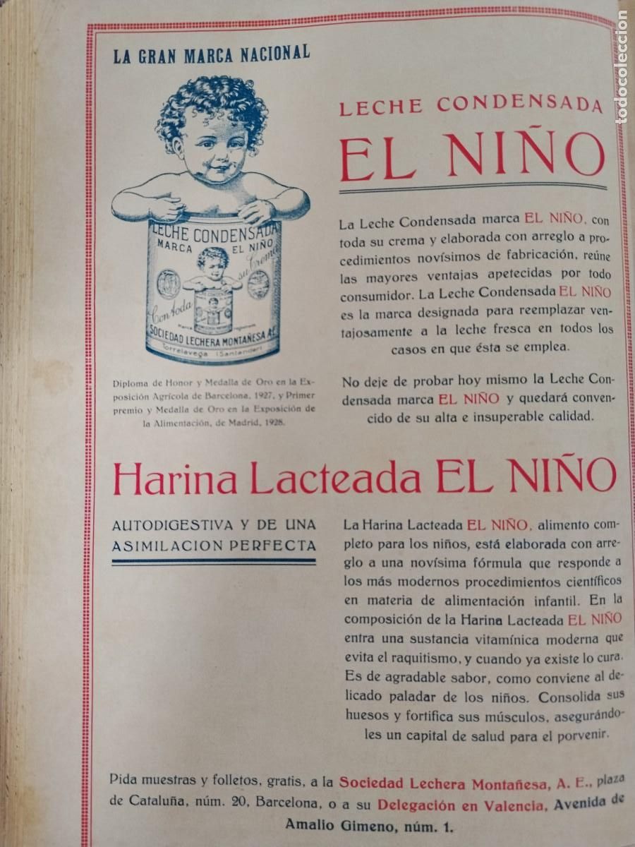 Coleccionismo de carteles: LECHE CONDENSADA EL NI&Ntilde;O SOCIEDAD LECHERA MONTA&Ntilde;ESA TORRELAVEGA SANTANDER HOJA A&Ntilde;O 1928