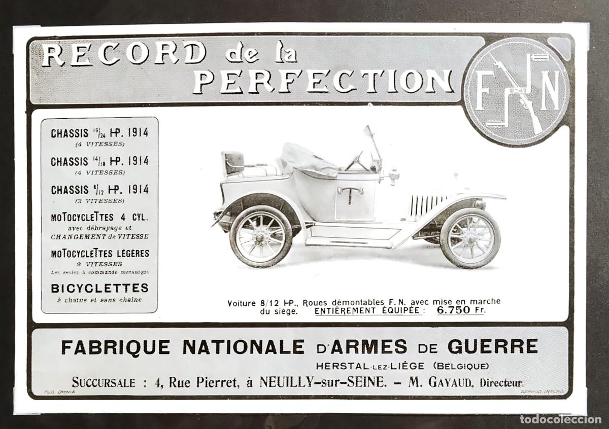 Coleccionismo de carteles: AUTOM&Oacute;VIL RECORD DE LA PERFECCI&Oacute;N - PUBLICIDAD ORIGINAL - OMNIA FRANCE 1912 - 23 x 15,5 cm