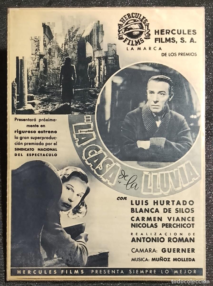 Coleccionismo de carteles: H&Eacute;RCULES FILMS, LA MARCA DE LOS PREMIOS - LA CASA DE LA LLUVIA - FOTOGRAMAS 1943