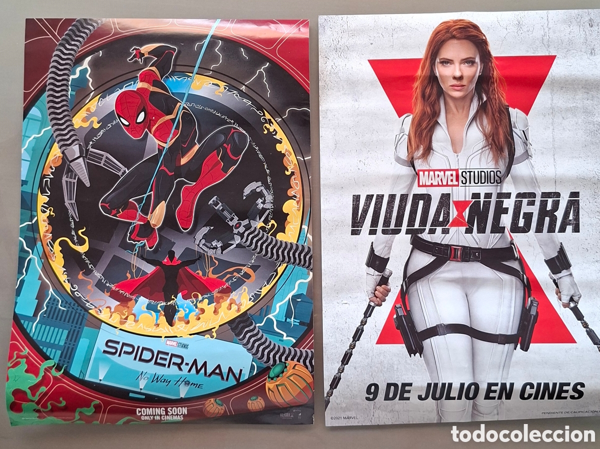 Coleccionismo de carteles: 2 laminas de Marvel de la Viuda Negra y spider-man