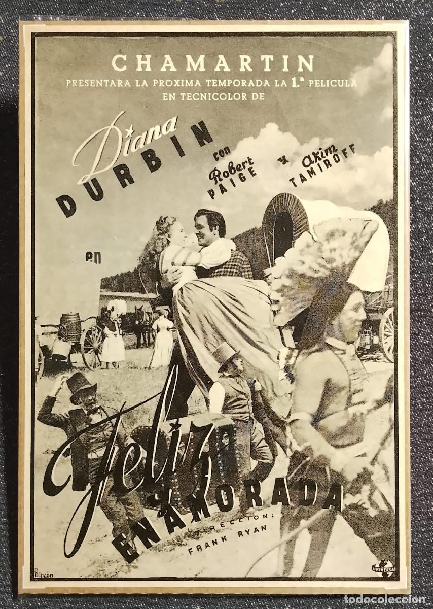 Coleccionismo de carteles: FELIZ Y ENAMORADA - PUBLICIDAD ORIGINAL - CINERAMA 1947 - 28,5 x 19,5 cm