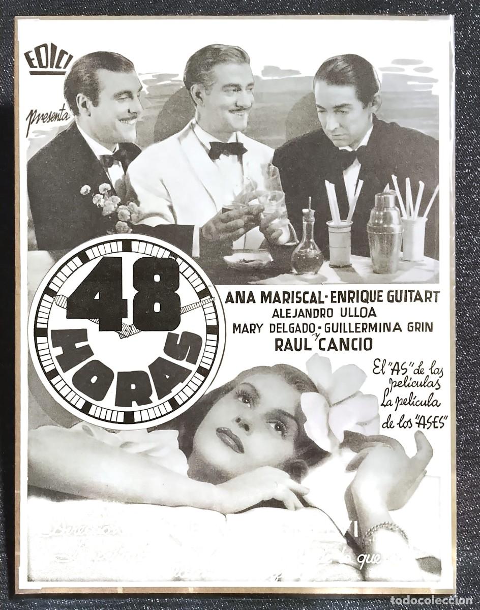 Coleccionismo de carteles: 48 HORAS - PUBLICIDAD ORIGINAL - BARCELONA CINEMATOGR&Aacute;FICA 1943 - 29 x 22 cm