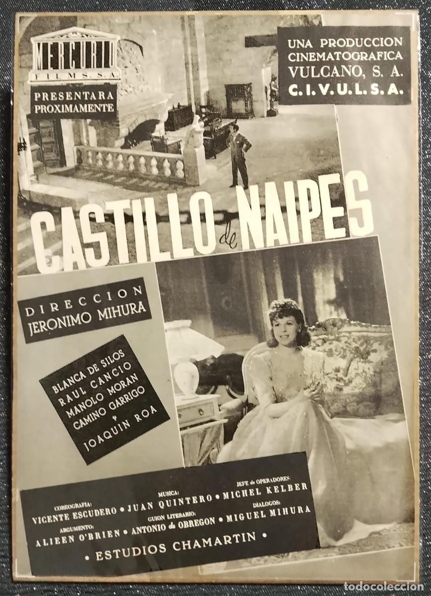 Coleccionismo de carteles: CASTILLO DE NAIPES- PUBLICIDAD ORIGINAL - CINERAMA 1943 - 34 x 23,5 cm