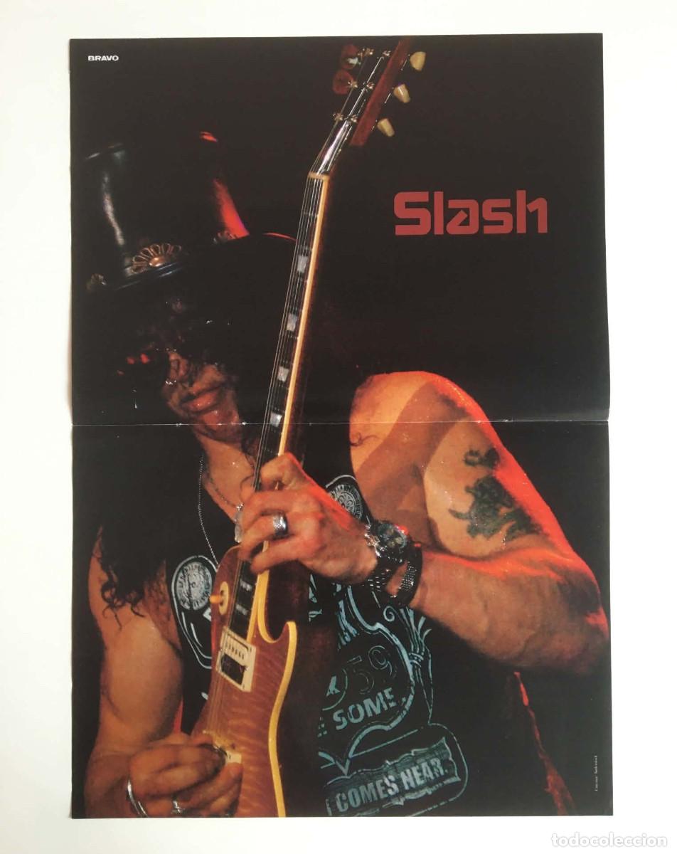 Coleccionismo de carteles: Slash / Miley Cyrus Double-Sided Vintage Poster A3 - Bravo Magazine Bulgaria Music